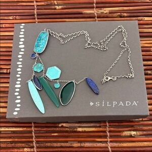 Silpada Sterling Silver Turquoise and Lapis Necklace 28”